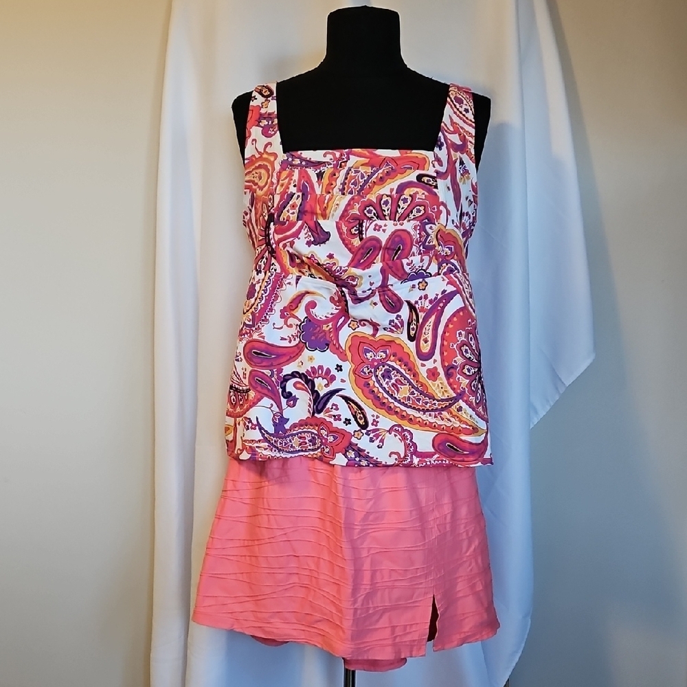 Lands' End Pink Paisley Swim Dress